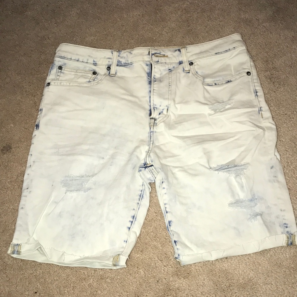 Acid wash jean shorts